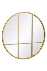 MirrorOutlet - The Circulus - Gold Metal Frame Round Window Garden Wall Mirror 31"x 31" (80 x 80 cm)