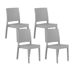 Set of 4 Garden Chairs FOSSANO Synthetic Material Light Grey