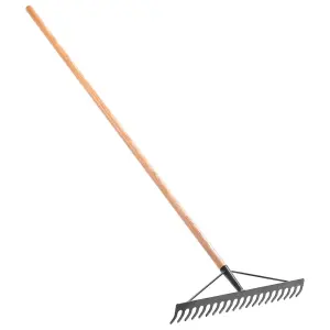 Garden Rake, Steel Hardened Heavy-Duty Rake with Handle for Hay, Leaves, Lawn, Ideal Gardening Tool (22 Tines - 59 cm / 23 in)