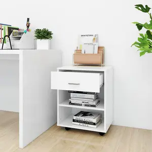 Berkfield Rolling Cabinet White 46x36x59 cm Engineered Wood