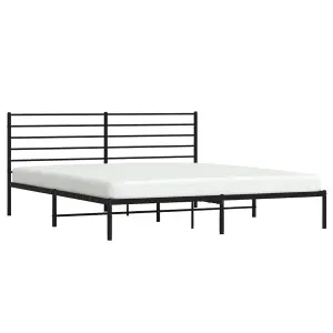 Berkfield Metal Bed Frame with Headboard Black 200x200 cm