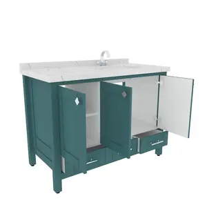 Kardelen 1200 mm Freestanding Single Bathroom Vanity with One Tap Hole Marble Basin Turquoise