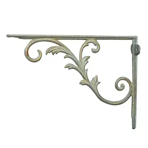 Set of 2 Fern Green Ornate Indoor Wall Bracket Outdoor Basket Hanger Garden Hanging Basket Bracket