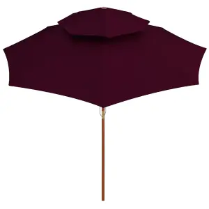 Berkfield Double Decker Parasol with Wooden Pole Bordeaux Red 270 cm