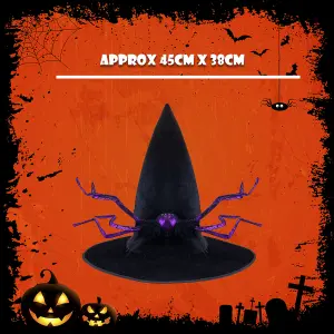 Halloween With's Hat with Spider Details Trick or Treat Party 45cm Black