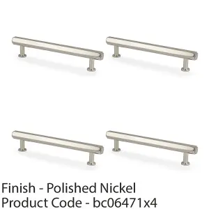 4 PACK - Industrial Hex T Bar Pull Handle - Polished Nickel 128mm Centres Kitchen Cabinet