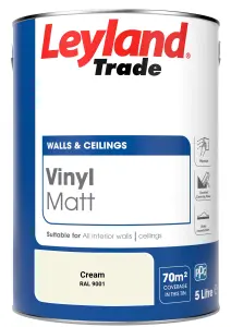 Leyland Trade Vinyl Matt Walls & Ceilings Emulsion Paint Cream (RAL 9001) 5L