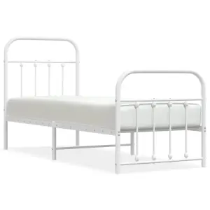 Berkfield Metal Bed Frame with Headboard and Footboard White 75x190 cm