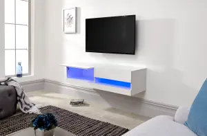 GFW Galicia 120cm Wall TV Unit with LED White