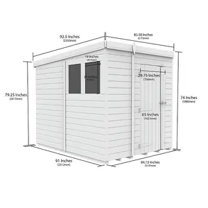 DIY Sheds 7x8 Pent Shed - Single Door With Windows