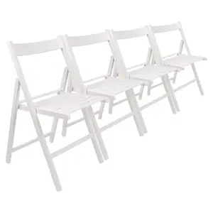 Harbour Housewares - Beech Folding Chairs - White - Pack of 4