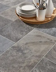 Grey Anti-Slip Stone Effect Vinyl Flooring For LivingRoom, Kitchen, 2.3mm Lino Vinyl Sheet-9m(29'5") X 4m(13'1")-36m²