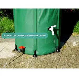 Collapsible 250L PVC Garden Water Butt Portable Tank with Zipped Lid Drain Tap