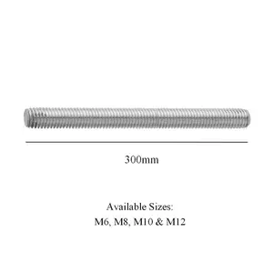 10 x Fully Threaded Steel Studding Bar Metric M6 x 300mm Screwed Rods