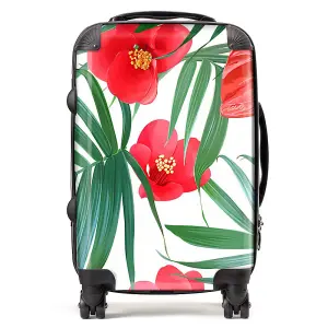 Tropical Flowers And Palm Leaves Hawaiian Suitcase - Cabin