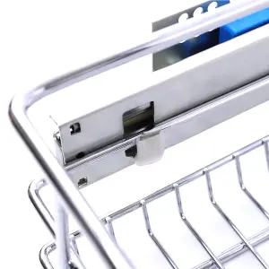 Set of 2 Metal Cupboard Drawer Cabinet Pull-Out Storage Basket for Kitchen,Silver,L 47 cm