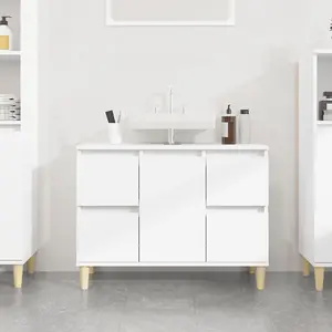 Berkfield Sink Cabinet High Gloss White 80x33x60 cm Engineered Wood