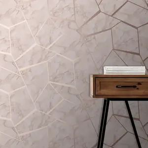 Fractal Geometric Marble Wallpaper Rose Gold - Fine Decor FD42264