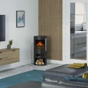 Be Modern Orba 2kW Matt Black Electric Stove (H)850mm (W)410mm