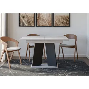 Extendable Dining Table Alekzander Light Grey/Black