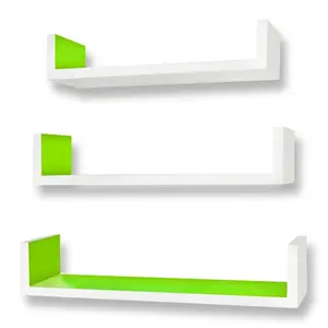 Byun 3 Piece Floating Shelf Set White/Green