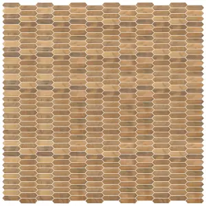 Enaide Copper Gloss & matt Copper & stainless steel Mosaic tile sheet, (L)330mm (W)282mm