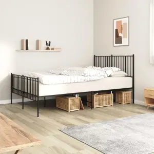 Berkfield Metal Bed Frame with Headboard and Footboard Black 140x190 cm