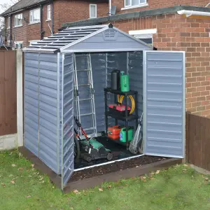 Palram - Canopia Skylight 6x5 ft Apex Dark grey Plastic 2 door Shed with floor