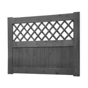 Rhombus Design Fence Gate with Latch, Grey Coated Garden Entryway, 120cm x 90cm