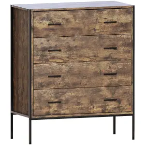 Vida Designs Brooklyn Dark Wood 4 Drawer Chest (H)990mm (W)830mm (D)400mm