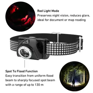 Ledlenser SEO7R Rechargable 220 Lumen Dual Power Source LED Head Torch inc Red Light for Work, Camping and Running