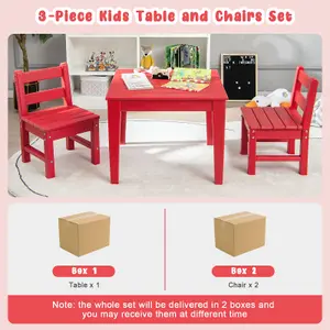 Costway 3-Piece Kids Table & Chairs Set Toddler Activity Table Desk Chairs Waterproof