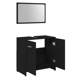 Berkfield 3 Piece Bathroom Furniture Set Black Engineered Wood