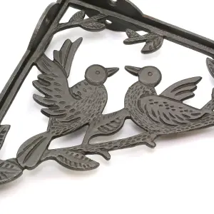 Oakcrafts - Pair of Antique Cast Iron Decorative 2 Bird Shelf Brackets - 180mm x 210mm