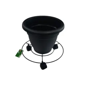 2x 25cm Round Plant Pot Caddy Black Patio Pot Mover With Castor Wheels 10 Inch