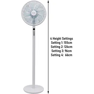 MYLEK 14" Adjustable Stand Fan 60W with Remote Control - Oscillating Pedestal Fan with Timer, 3 Speed Settings & 3 Wind Modes