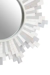 Interiors by Premier Sunburst Grey and White Wooden Wall Mirror