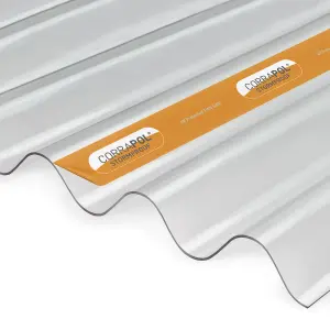 Corrapol Clear Polycarbonate Corrugated Roofing sheet (L)2m (W)950mm (T)1mm