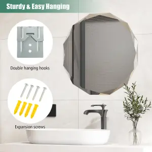 Costway Wall-mounted Bathroom Vanity Mirror Frameless Premium Silver Polished Mirror