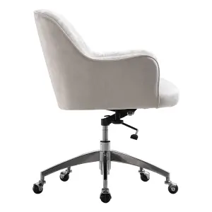 Beige Height Adjustable Ice Velvet Swivel Office Chair