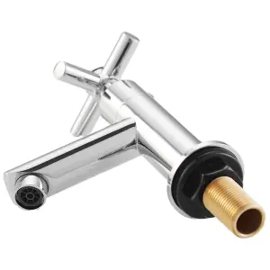 BATHWEST Chrome Basin Cross Sink Taps Pair of Bathroom Sink Mixers Tap Brass Main Body