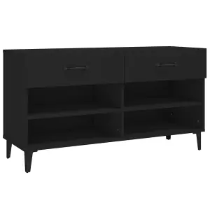 Berkfield Shoe Cabinet Black 102x35x55 cm Engineered Wood