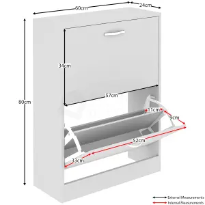 Vida Designs 2 Drawer Shoe Storage Cabinet White