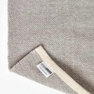 Homescapes Light Grey 100% Cotton Plain Chenille Rug with Natural Trim, 60 x 100 cm