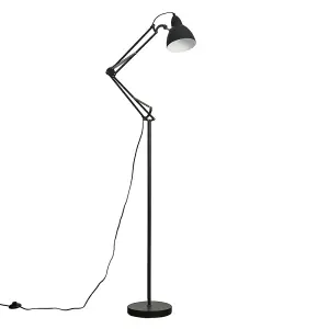 ValueLights Noya Modern Black Metal Adjustable Reading Task/Study Desk/Craft Spotlight Floor Lamp with 6w LED GLS Bulb