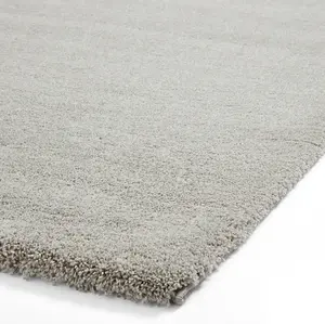 Silver Shaggy ,Modern Plain Rug for Dining Room-80cm X 150cm