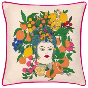 furn. Taormina Floral Piped Polyester Filled Cushion