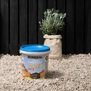 Ronseal Fence Life Plus Tudor black oak Matt Exterior Wood paint, 9L Tub