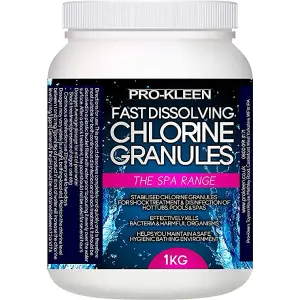 Pro-Kleen Fast Dissolving Stabilised Chlorine Granules - Sanitises Pool Water to Remove Germs and Bacteria 1kg