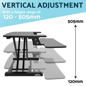 Height Adjustable Sit-Stand Desk Converter with Dual Monitor Bracket Set for Ergonomic Workspace